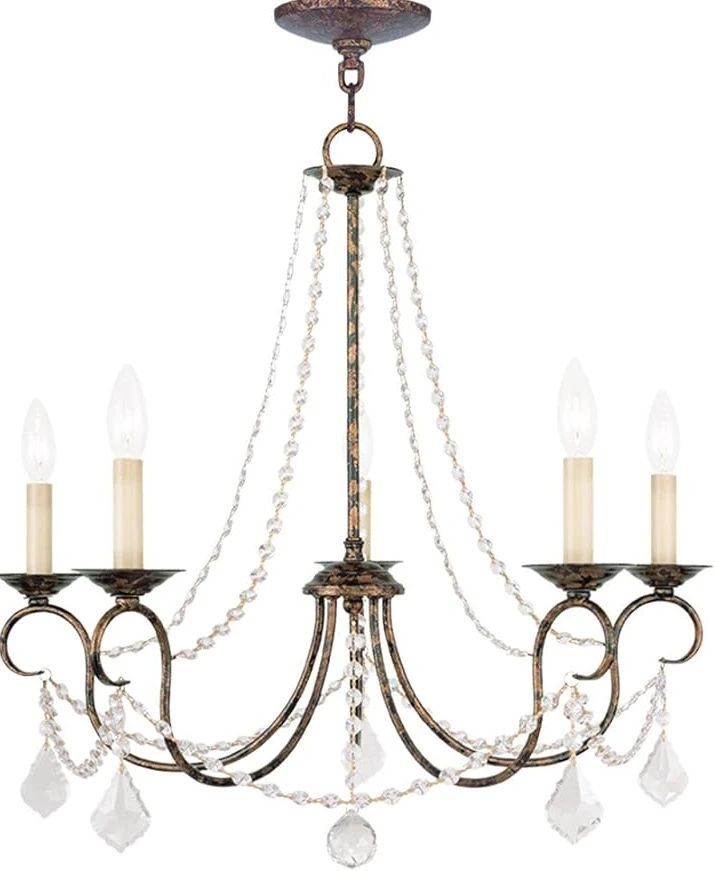 Five Light Chandelier from Collection Dark Finish,Hand Applied Venetian Golden Bronze