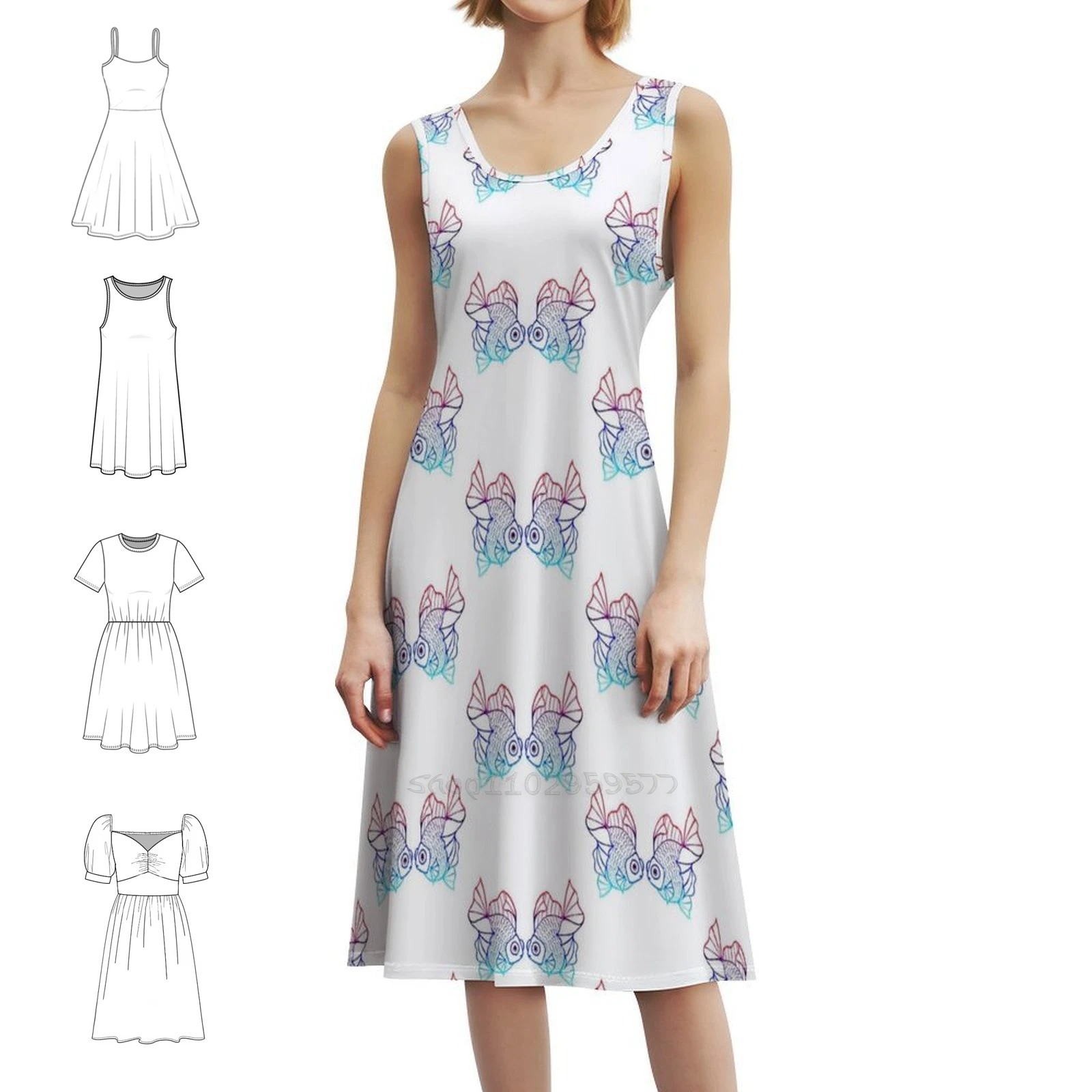 

Telescope Goldfish 3 Preppy Style Mini Dress For Women A-Line Loose Fit Casual Day Dress Telescope Goldfish 3 Female Clothing