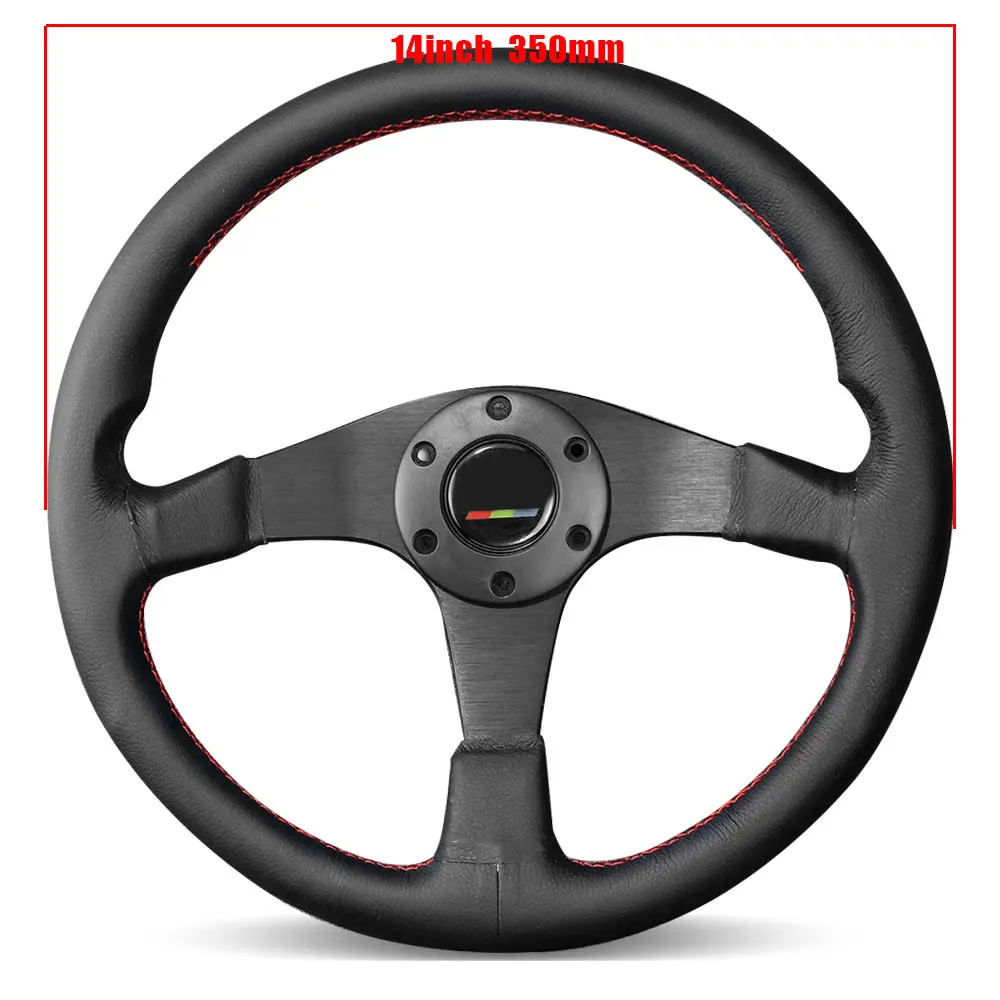 

Universal Racing Modification Steering Wheel 14 Inch 350mm Leather Drift Car Sport Steering Wheel With Horn Car Accessories