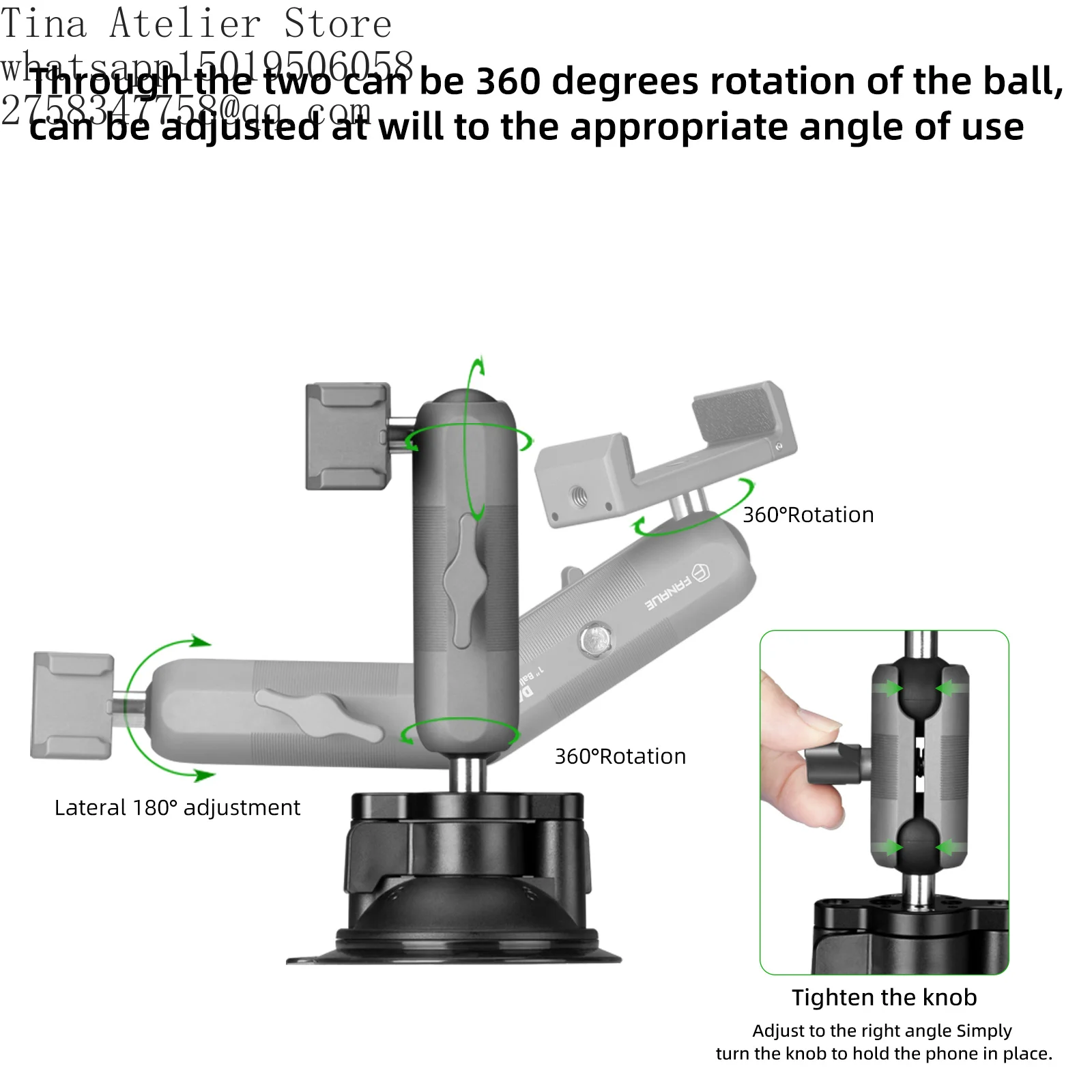 FANAUE SC-01T Car Phone Holder With Suction Cup Twist-Lock for Dashboard Windshield Skylight Glass