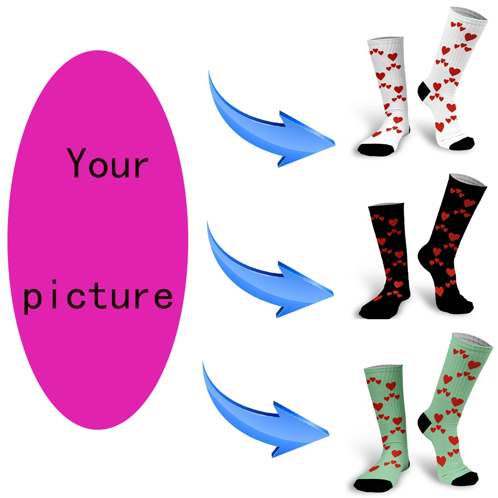 

Personal custom avatar printed socks, many love styles, fashionable and interesting DIY design socks for men and women