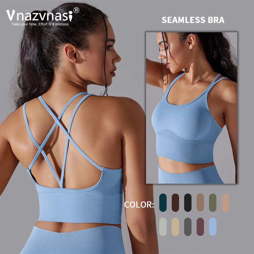 Vnazvnasi Seamless Underwear High Quality Back cross Sports Bra Women Gym Yoga Top for Fitness Push Up Tights Workout Clothes