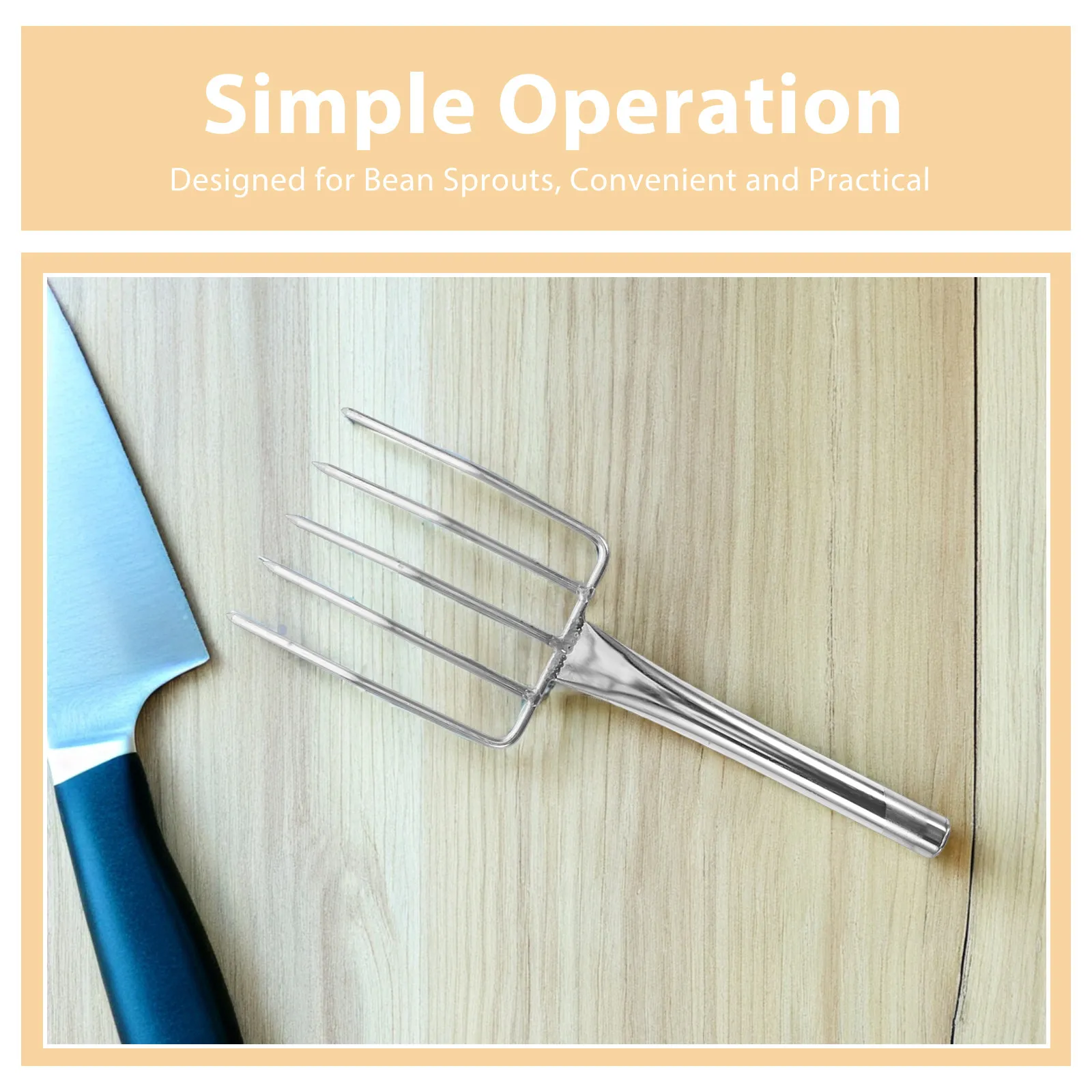Stainless Steel Bean Sprout Fork – Multi-Function Portable Garden Scoop for Transplanting, Cleaning & Debris Removal