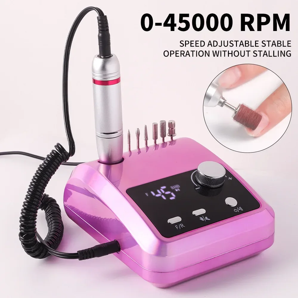 Professional Nail Polishing Machine 45000 RPM High Quality Electric Sander Manicure Metal Display HD Pen Nail Lathe File