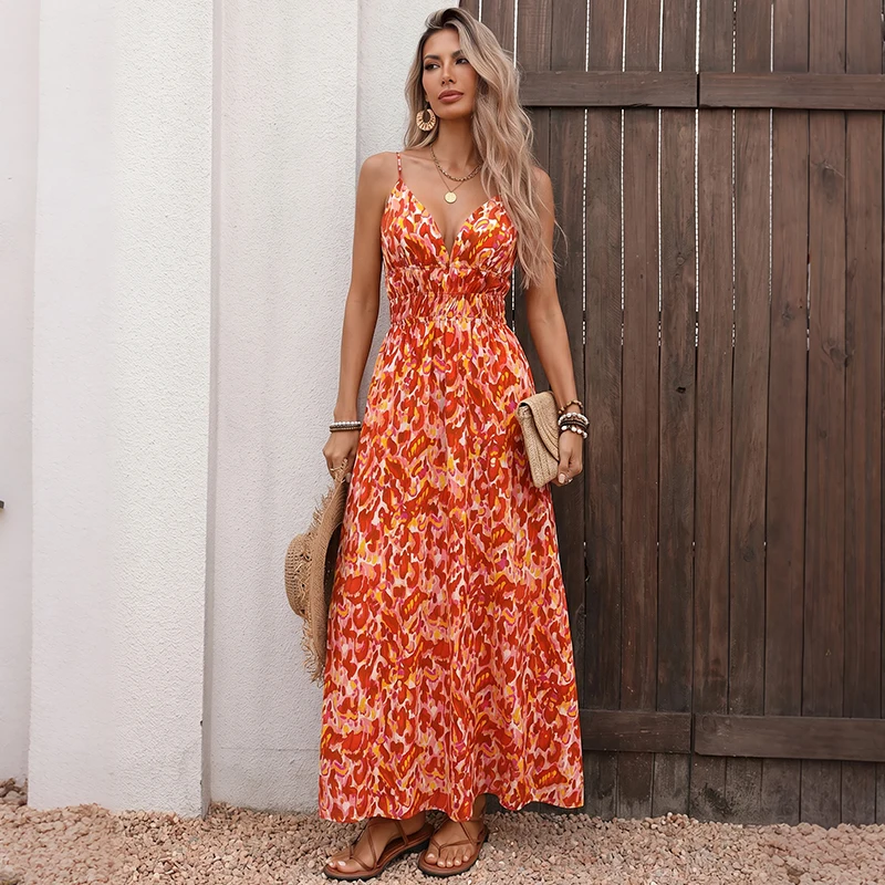Nouvelle Collection Été 2026 - Robe Longue Élégante Sans Manches Col V Coupe Ajustée - Idéale pour les Vacances à la Plage