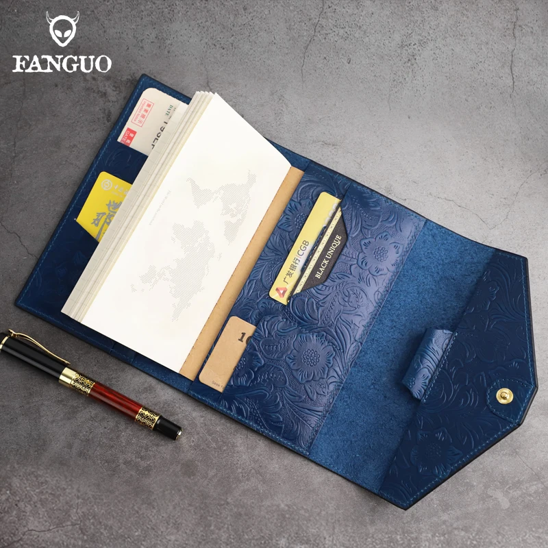 2025 New Vintage Embossed Genuine Leather DIY Binder Notebook Cover B6 Diary Agenda Planner Paper Cover School Stationery