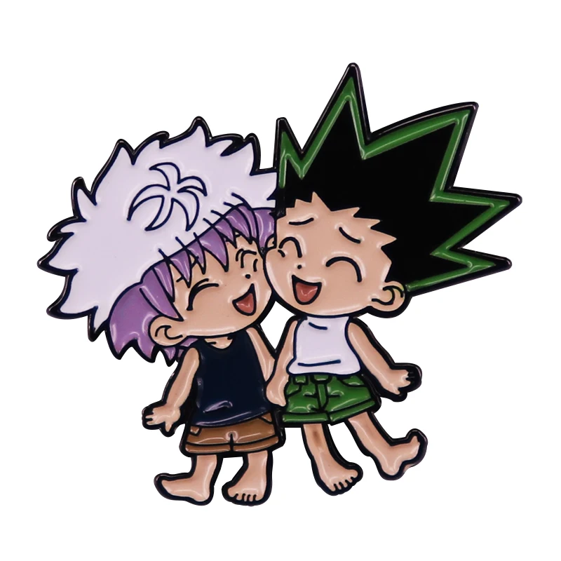 Pin esmaltado de Anime Hunter X Hunter Gon y Killua, broches Bff, insignia, decoración de joyería