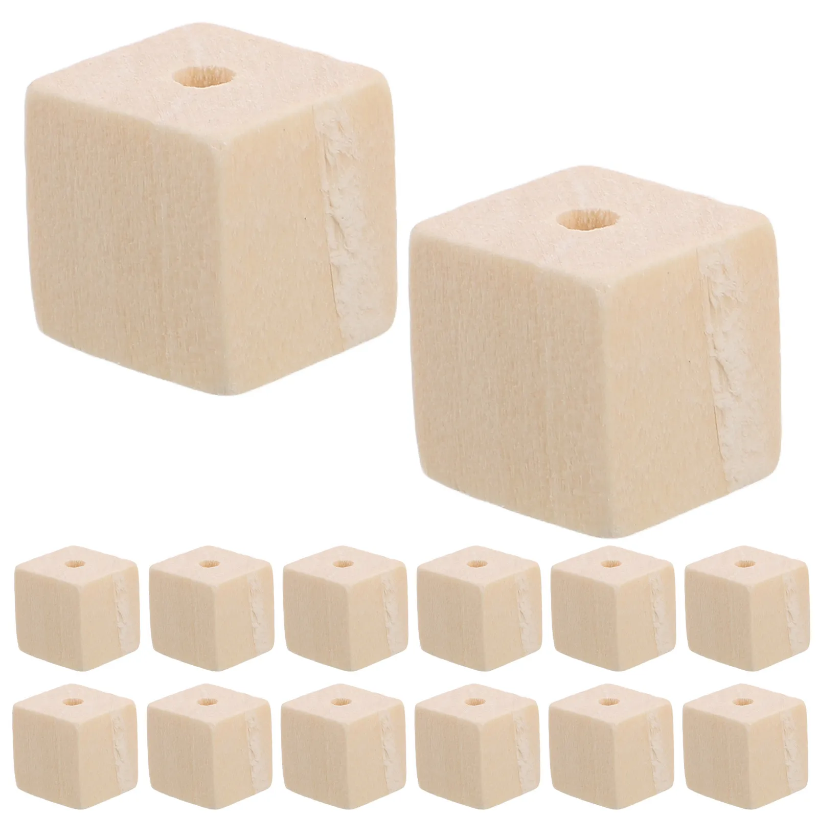 100Pcs DIY Wooden Square Beads Natural Wood Cubes for Jewelry Making Crafts Farmhouse Decor Garland Scrapbooking Home DIY