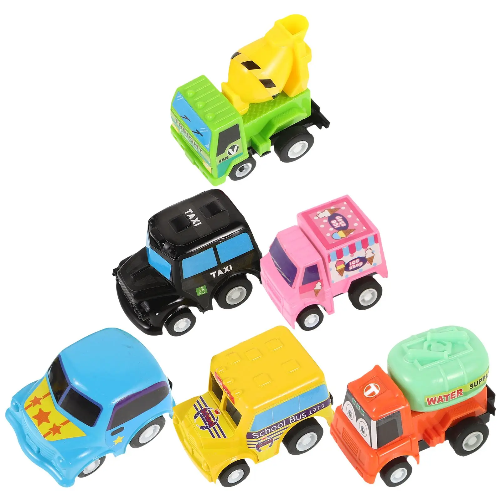 

6 Pcs Mini Car Power Control Toddler Toys for Toddlers Plastic Pull Back Vehicles