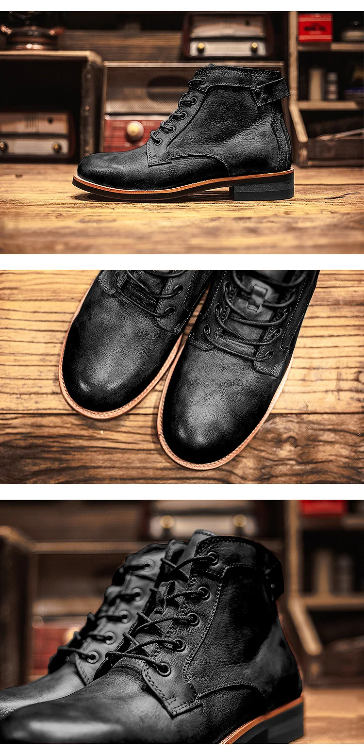 Retro Rundzehen-Stiefeletten Herbst Winter Punk Street Style Motorradstiefel Cowboy Luxus Punk Street Style Herren Motorradschuhe – Detail 11