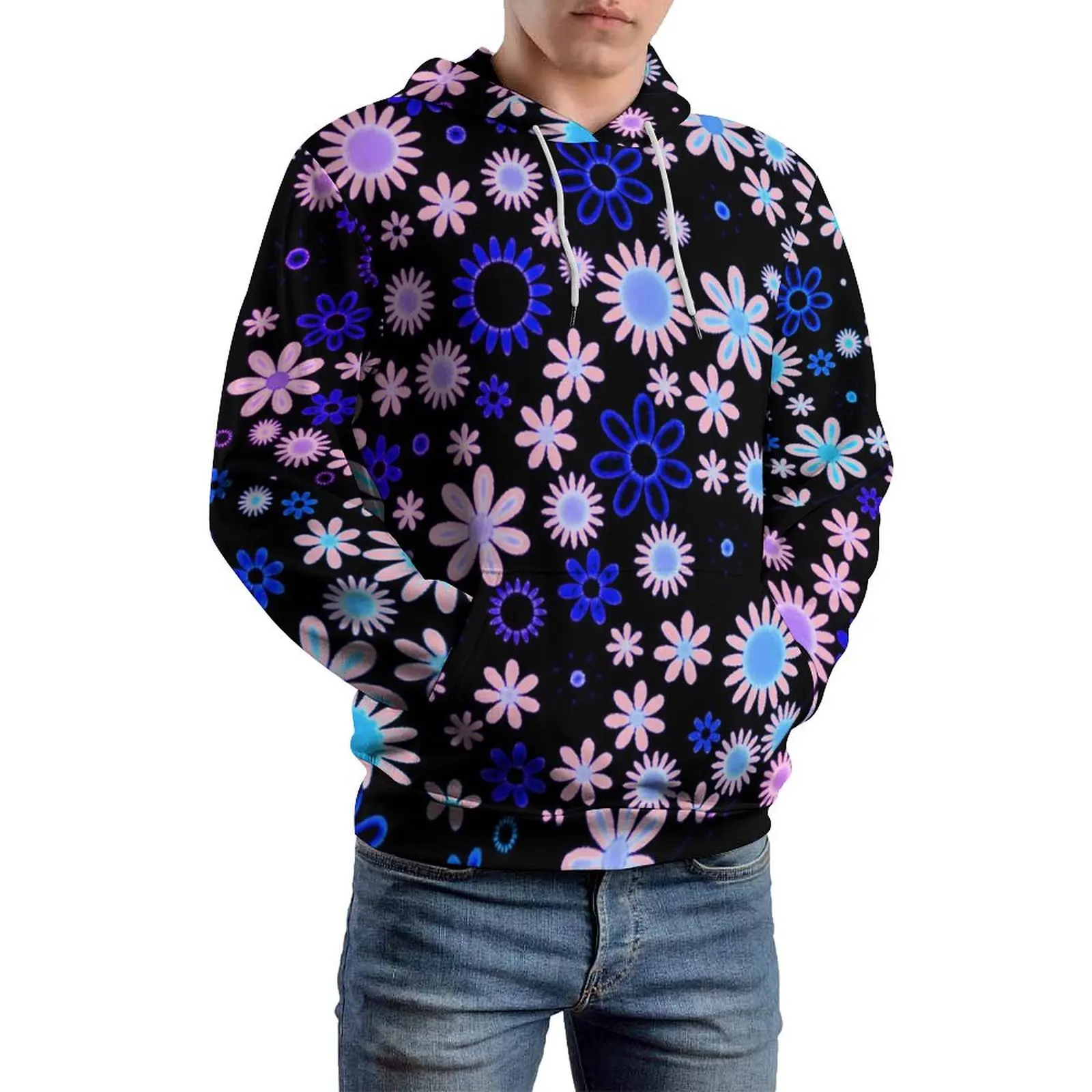 Flower Power Casual Hoodies Retro 70s Style Streetwear Hoodie Unisex Long Sleeve Trendy Design Hooded Sweatshirts Birthday Gift