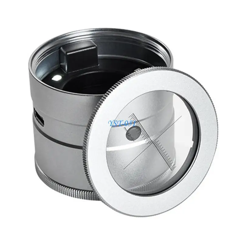 

E15A Magnifier Glass 10X Lens with Scale LED Light Magnifier Glass for Jewelry Coin Stamp Inspection