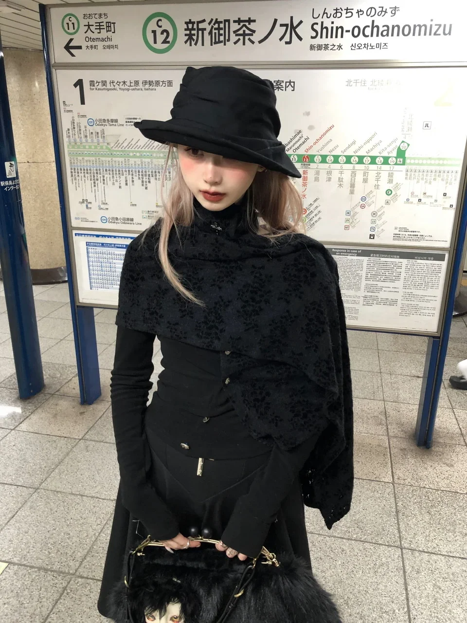 IMU FinderMond Original Personal Design Gothic Removable Dobby Cape Slim Black Long Sleeve Punk Cloak Top Shirt