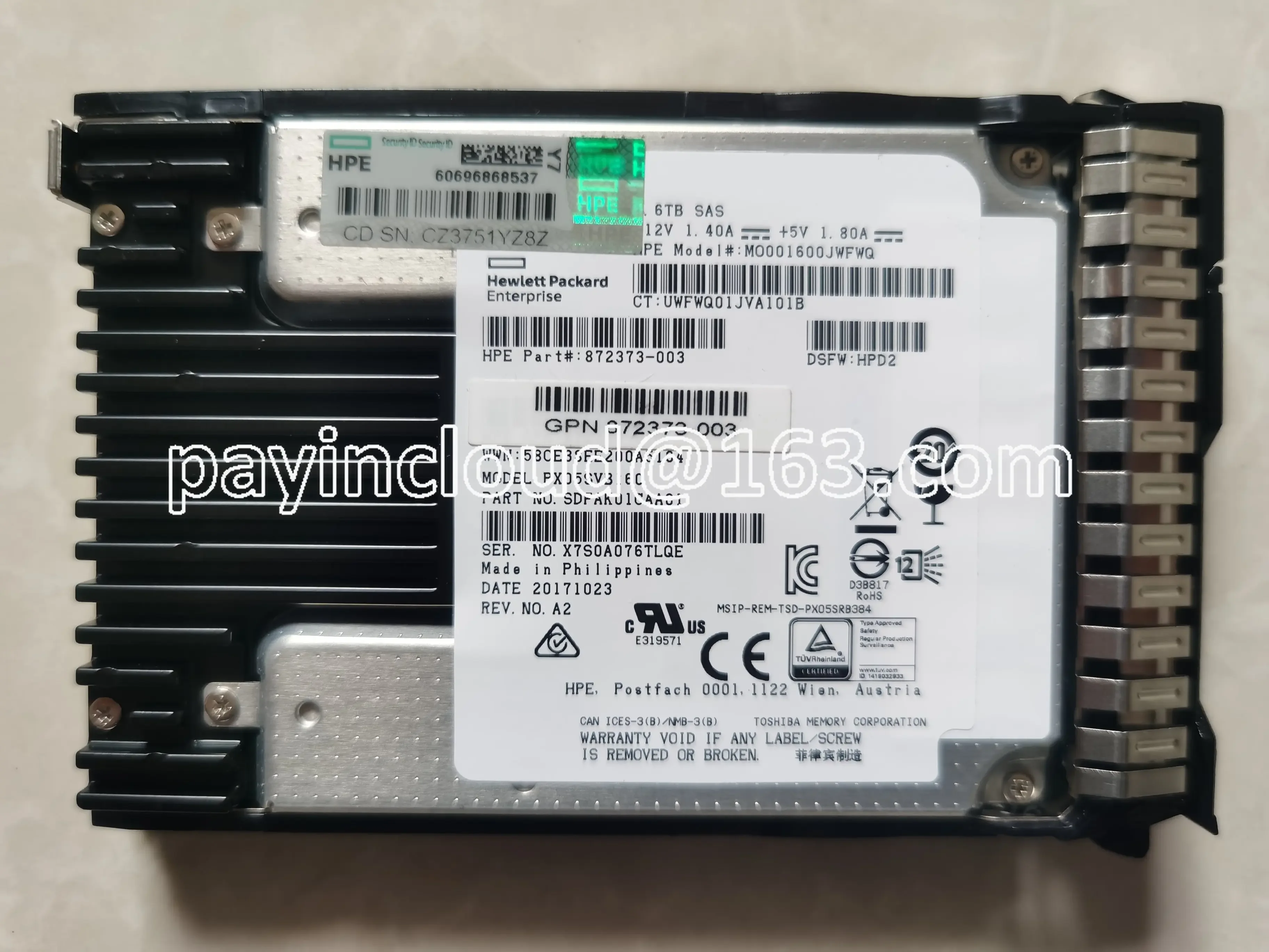 

872382-B21 1,6 TB SAS 2.5in 12G MU DS G9 SSD Caliche 872509-001