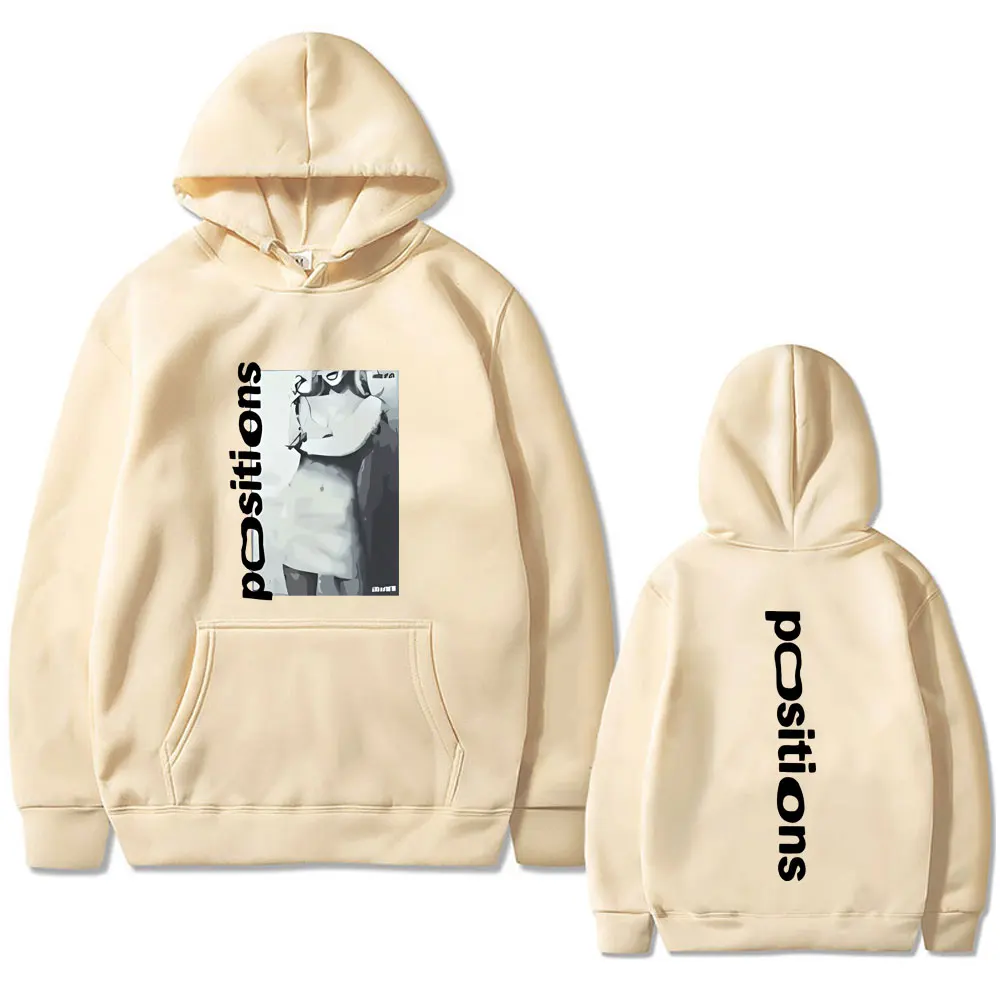 Singer Ariana Grande Positions Double Sided Print Hoodie Male Fashion Casual Loose Sweatshirt Men Women Vintage Pullover Hoodies