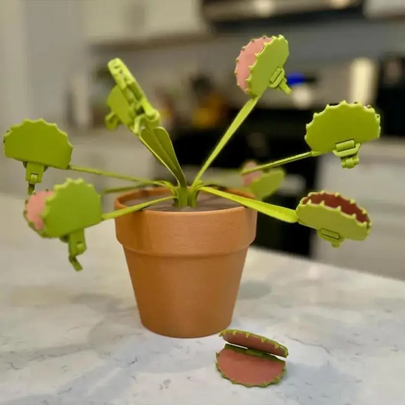 3D Printed Venus Flytrap Plant Snack Clips,9pcs Potato Chip Bag Clips,Chip Clips Heavy Duty,Bag Clips for Food Storage WT186