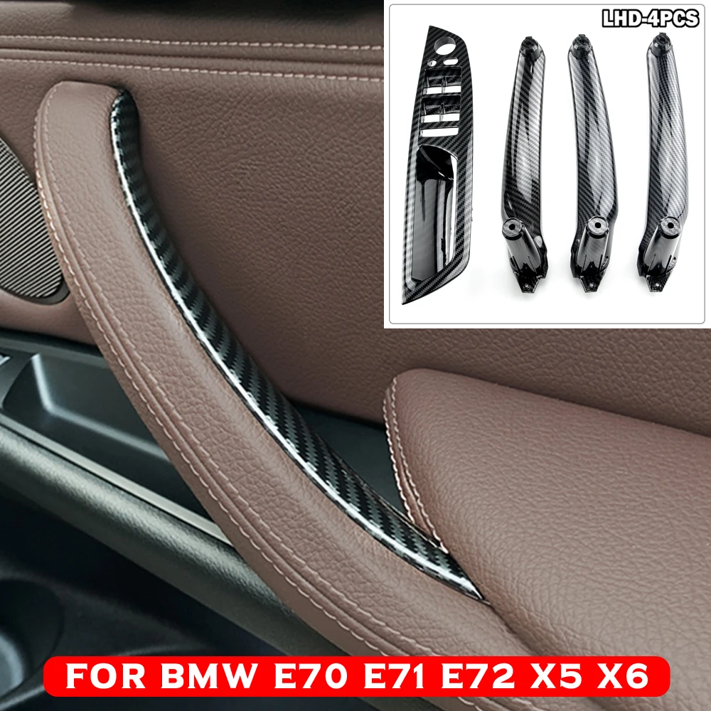 Car Front Rear Interior Door Handle Inner Panel Pull Trim Fit For BMW E70 E71 X5 X6 2007-2014 LHD