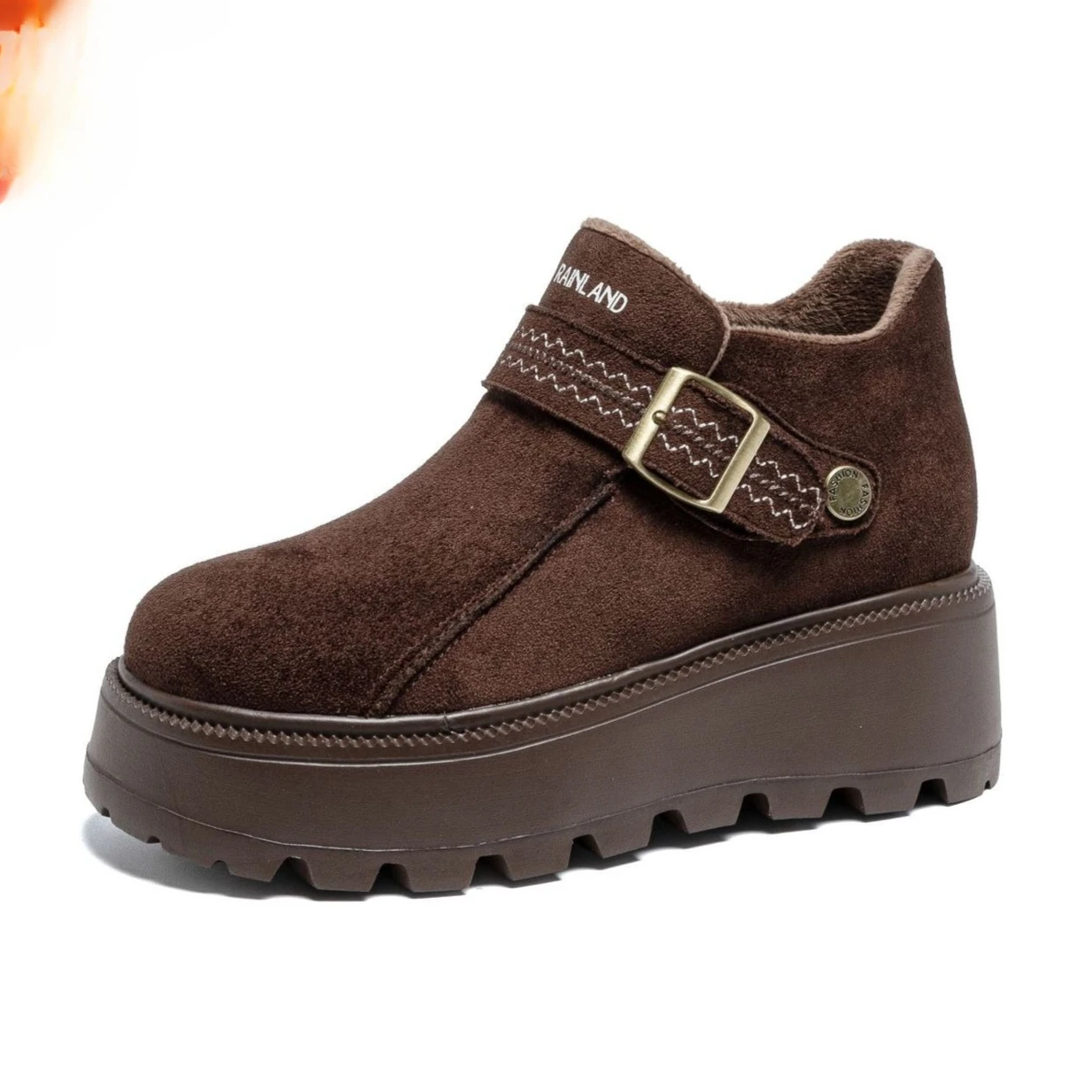 

Fujin 6cm Women Winter Boots Platform Heel Comfortable Thermal Warm Fur Plush Ankle Boots Shoes Booties Non Slip Suede Leather