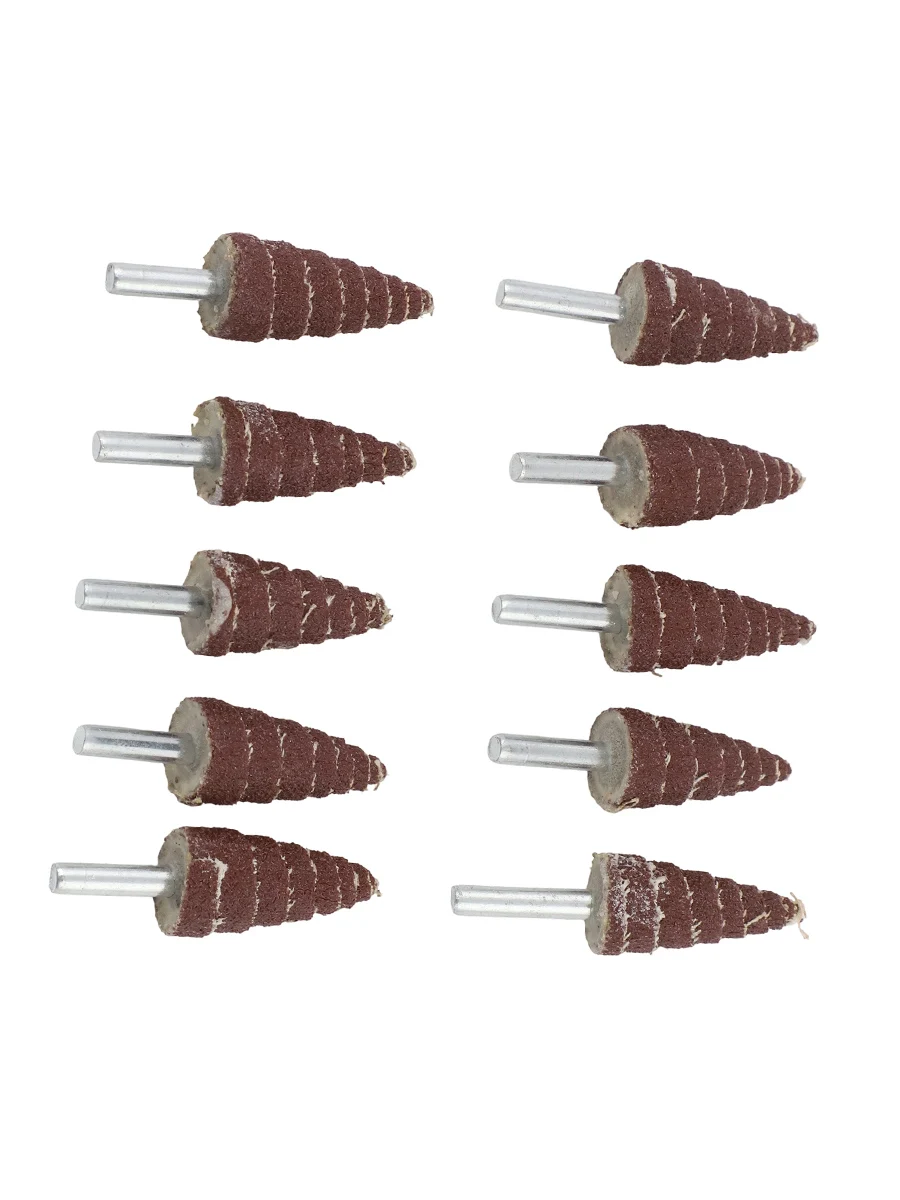 10PCS 6MM Shank Tapered Cone Sandpaper Flap Wheels Grinding Head for Polishing and Grinding Irregular Positions and Angles
