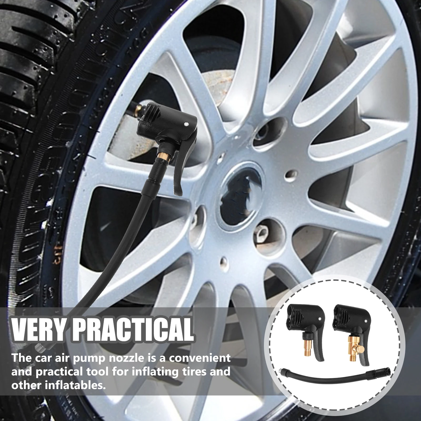 

2Pcs Car Valve Adapter Solid Brass Air Pump Thread Nozzle Quick Connect Tire Inflator Motorcycle Air Chuck Car Valve Adapter