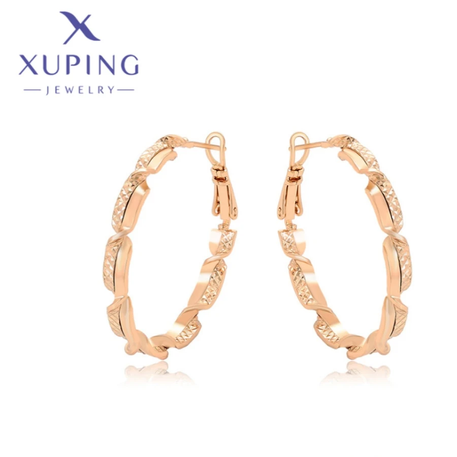 Xuping Jewelry New Arrival Trendy Elegant Circle Shape Gold Color Hoops Earrings for Women Schoolgirl Christmas Gifts X000779372