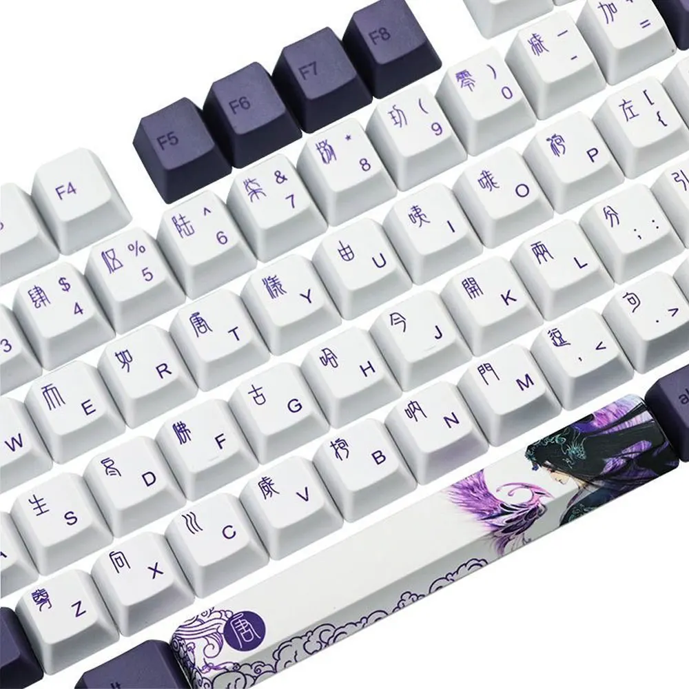 Imagem -02 - Teclado Mecânico do Tema de Hua Dan Keycaps do Conjunto Completo Altura de Mda Pbt Sublimação Térmica 61 64 68 75 84 87 98 104 108 128 Chaves