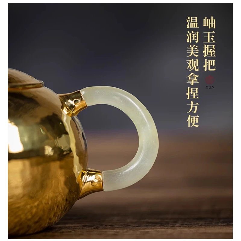 Handmade Pure Silver 999 Xishi Kung Fu Tea Pot One Plating Tea Set for Tea Lovers And Collectors