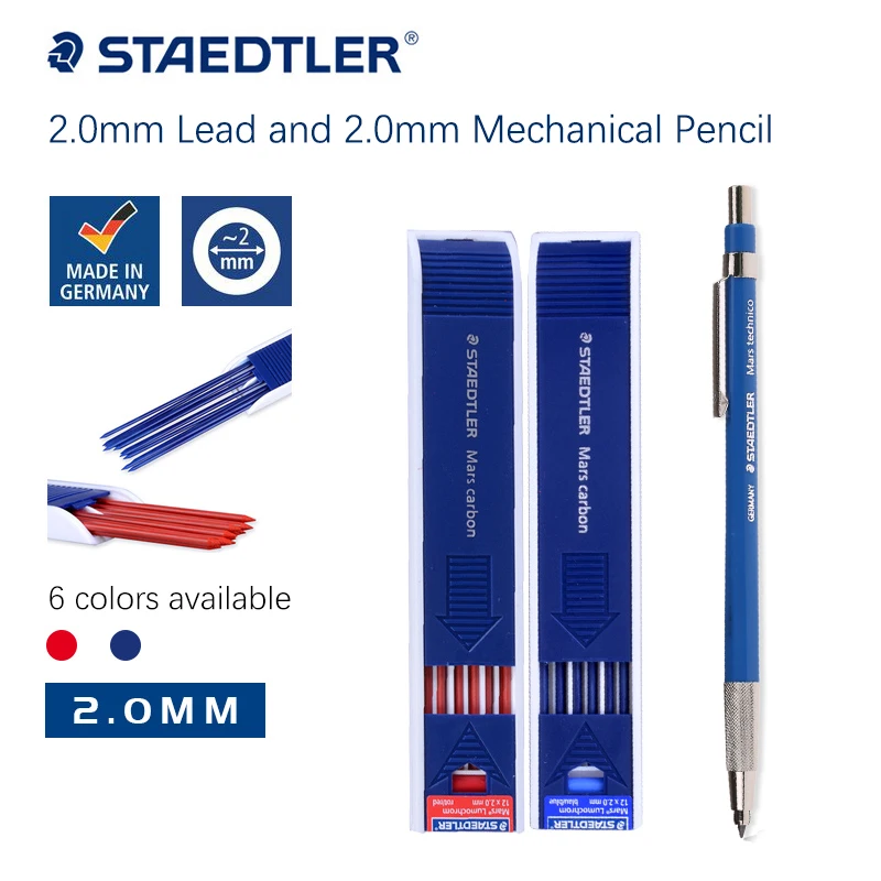

STAEDTLER 2.0mm Mechanical Pencil Lead 6 Colors HB 2H 2B 4B Professional Drawing Tools Suitable for Design and Sketching