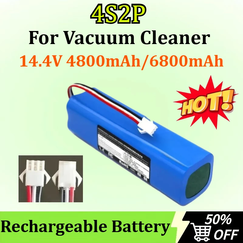 

14.4V 4800mAh/6800mAh 4S2P Replacement for Vacuum Cleaner Lithium Battery Rechargeable Battery Pack Replacement Parts Baterias