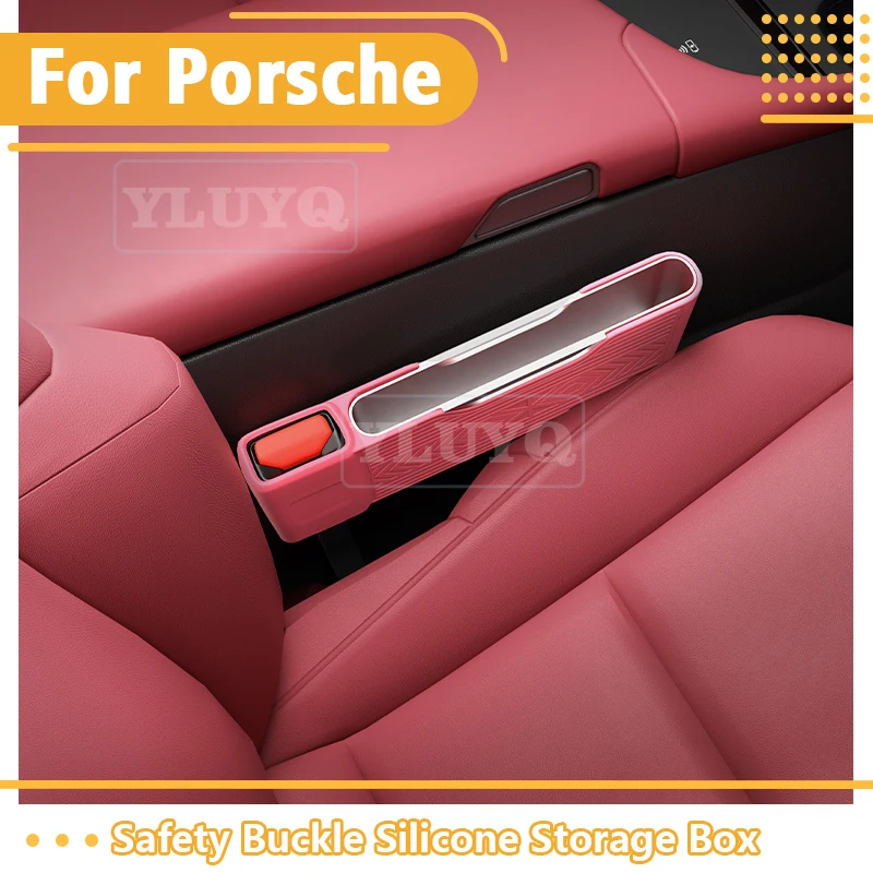 Caja de Almacenamiento para Cinturón de Seguridad para Porsche Macan Cayenne Panamera 718 911 Taycan, Caja de Almacenamiento de Silicona para el Espacio Lateral del Asiento, Accesorios para Automóviles