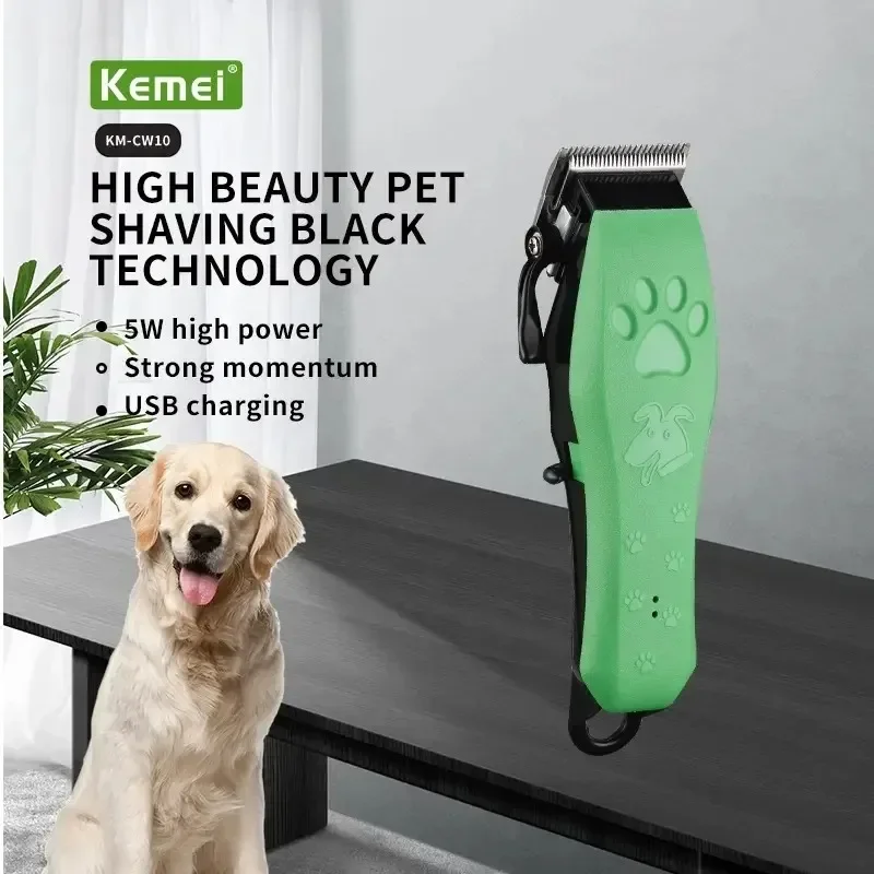 Kemei KM-CW10 USB Charging High Power Cordless Electric Hair Clipper for Pet Cats and Dogs, with Four Step Knife Adjustment