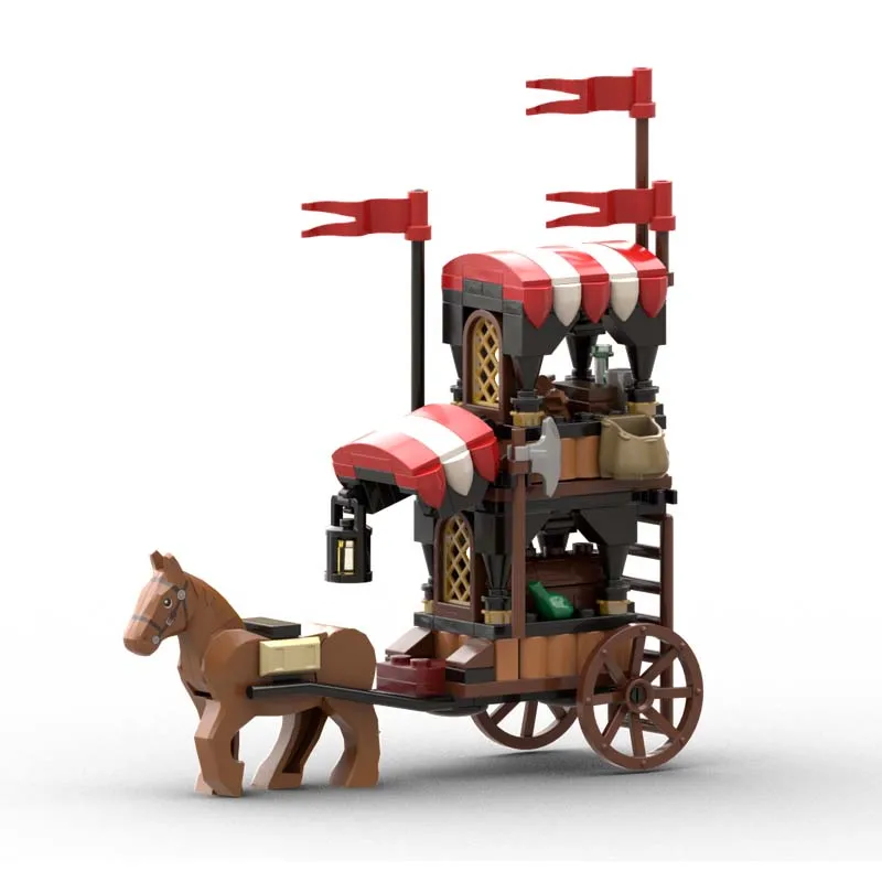

MOC medieval castle decoration carriage chariot stable DIY creative assembly building blocks toy children's birthday gift