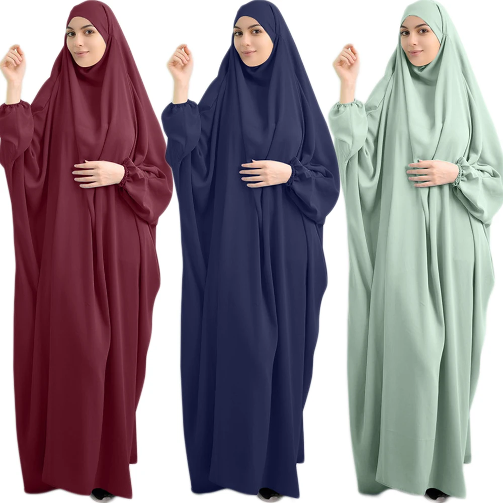 

Muslim Abaya Hooded Long Sleeve One-Piece Prayer Garment Khimar Dress Women Arabic Islam Clothing Dubai Saudi Robe Modest Burqa