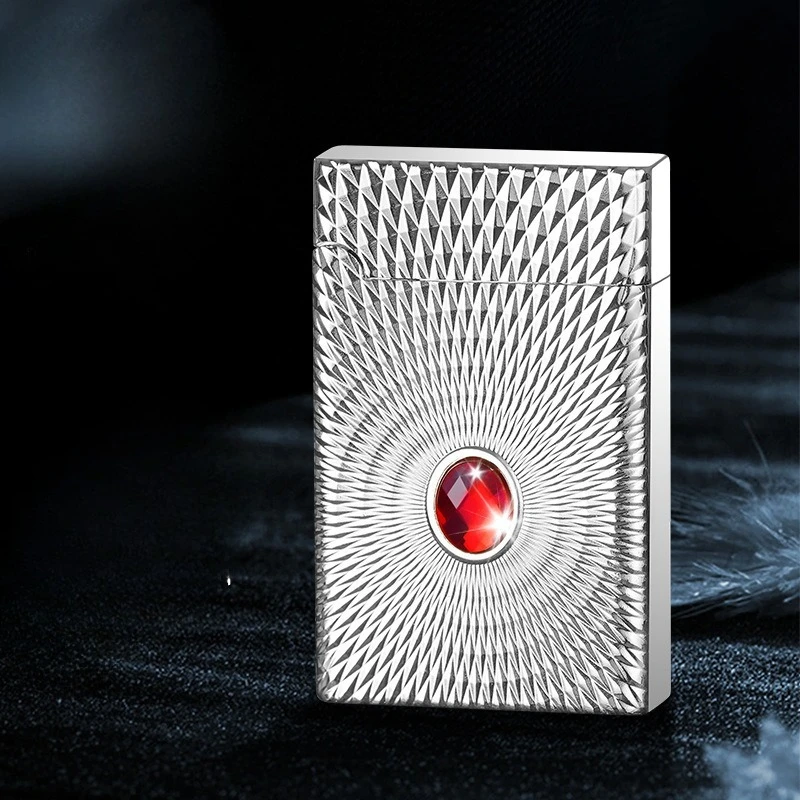 Relief gem inflatable red flame lighter high quality windproof direct rush gift lighter