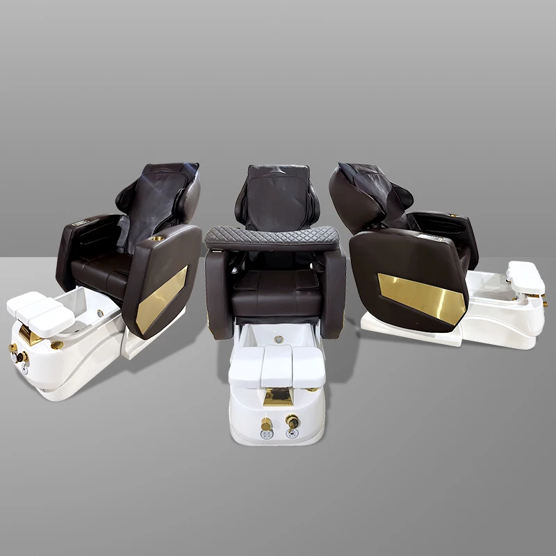 

2025 Chocolate Salon Furniture Professional Pedicure Chair Adjustable Back with Bowl