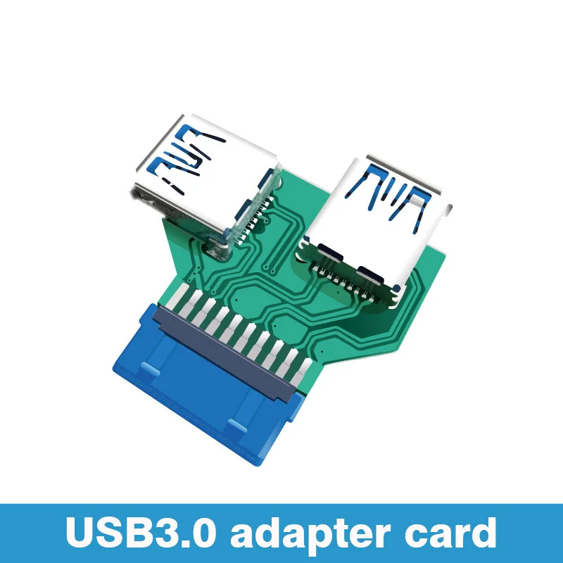 Adaptador de placa base hembra USB 3,0, enchufe de 19/20 pines a divisor Dual USB 3.0A, antiinterferencias para transferencia de datos estable
