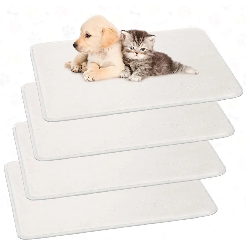 

4 Pcs Pet Carrier Pad Travel Pet Reversible Dog Mat Replacement Liners for Travel Dog Bed Pad Washable Plush Cashmere Double Sid