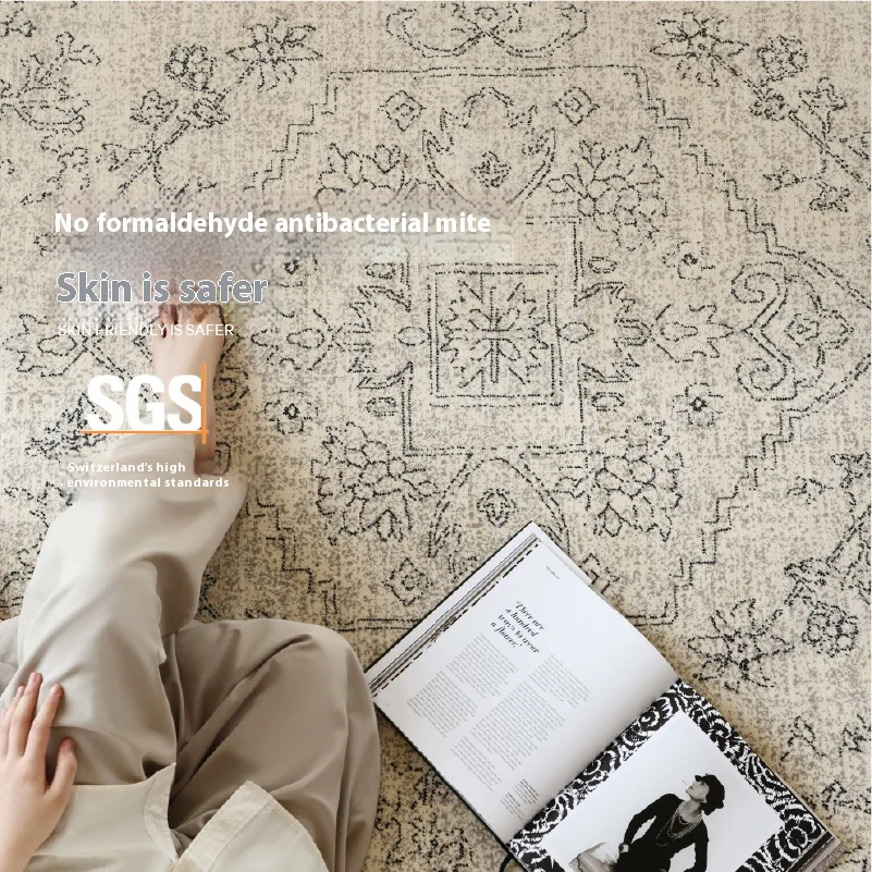 VIKAMA Autumn and Winter Warm Carpet Without Glue Air Garden Living Room Light Luxury Modern American Bedroom French Carpet