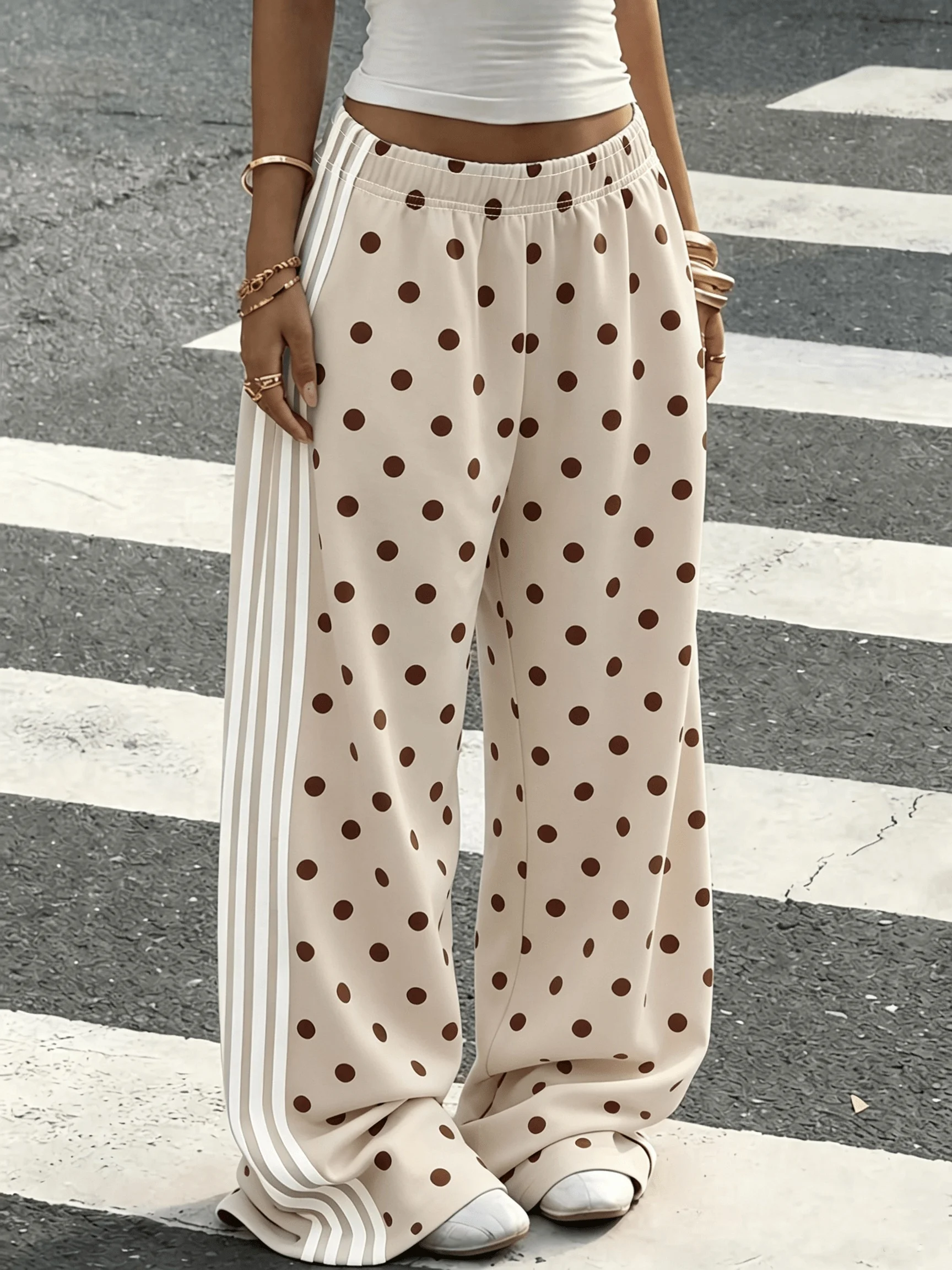 2026 Frühling/Herbst Bestseller Personalisierte Modische Y2k-Hosen Trendige Vintage-Print Lose Damen Polka-Dot Sporthosen – Detail 5