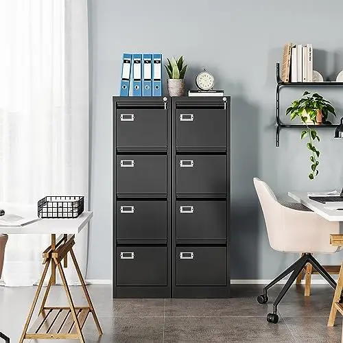 4 Drawer File Cabinet with Lock, Metal File Cabinets for Home Office,Vertical Filing Cabinets Office Storage Cabinet