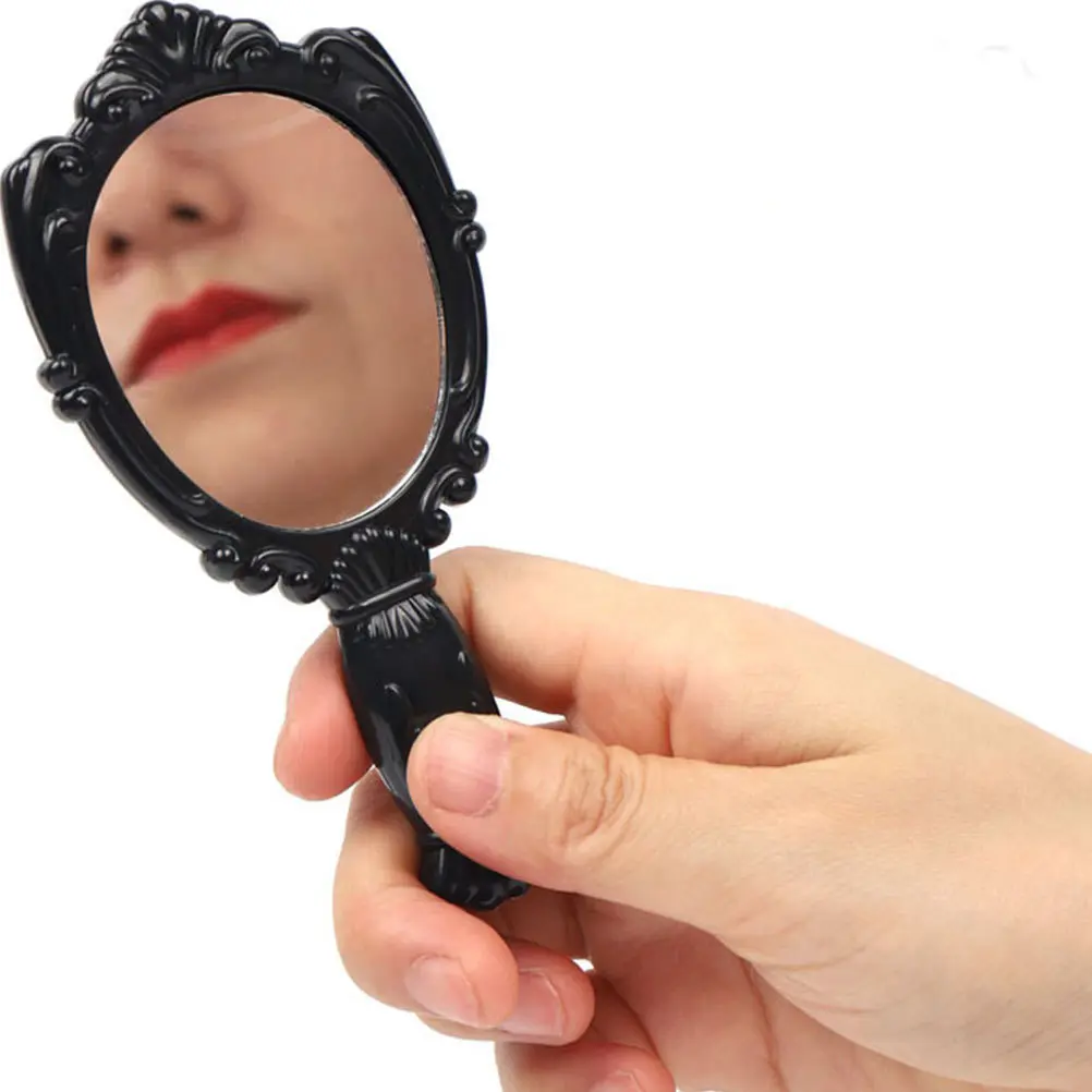 

1Set Mini Hairdressing Comb Mirror Portable Lightweight Durable Comfortable Scalp Care Travel Desk Drawer Purse Black