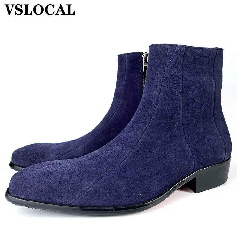 

6 Colors Luxury Brand Men's Ankle Boots Suede Shoes Slip on High Top Boots Casual Mens Dress Shoes Leather Boots For Men