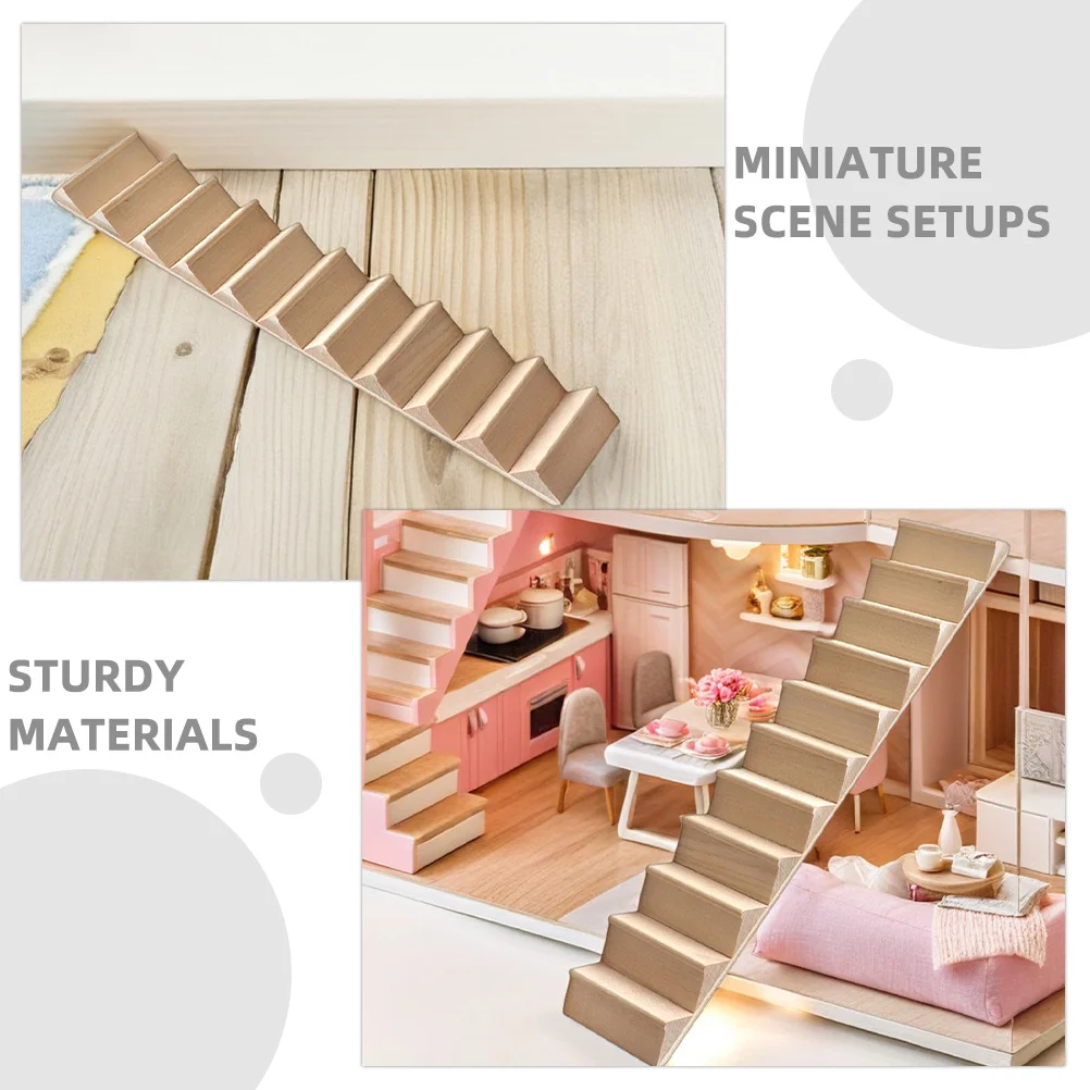 3pcs Miniatuur Trappen 1:12 Schaal Ongeverfd Houten Trap Diy Poppenhuis Meubels Voor Fairy Garden Decor Mini Huis Accessoires