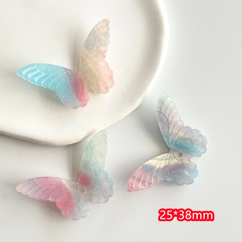 Diy jewelry making 90pcs/lot color print animals cartoon butterfly shape acrylic beads fit garment/hair accessory