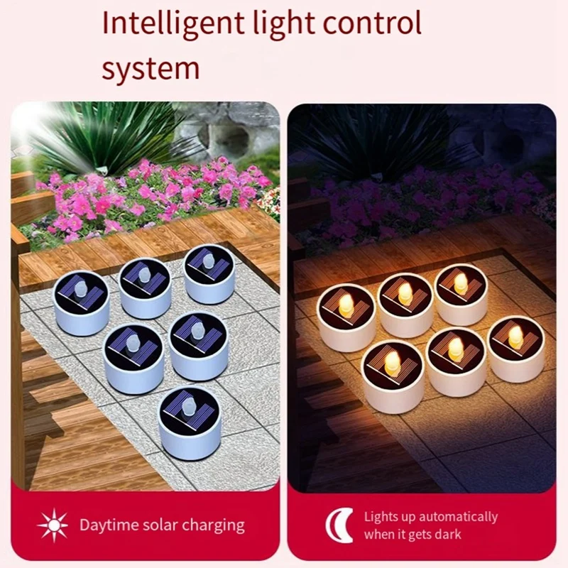 無炎ソーラーキャンドル,6個,LEDライト,耐候性,耐久性,庭,キャンプ用