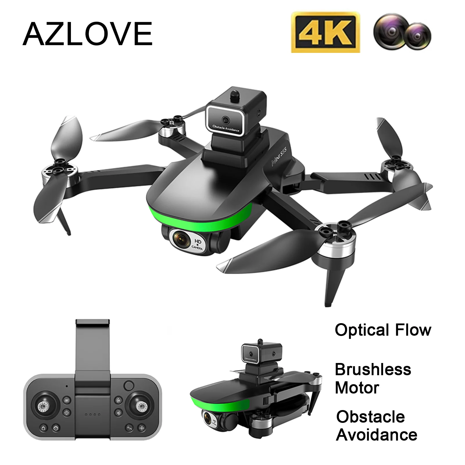 S5S RC Drone 4K Professional HD Dual Camera 360° Obstacle Avoidance Brushless Optical Flow Positioning Quadcopter Foldable Toy