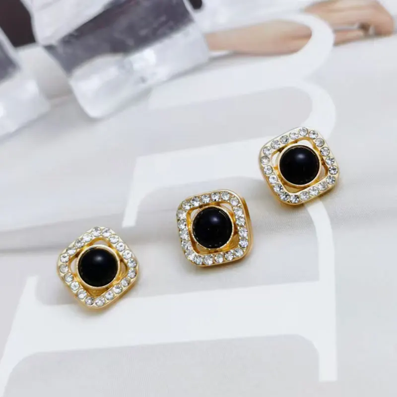 Quadratische, mit Perlen und Strass verzierte Metallschaftknöpfe, 10 Stück, 10 mm, Packung zum Nähen, Basteln, Mode, DIY, Kleidung, Bekleidung, Neu – Detail 5