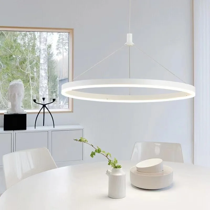 

Современная простая круглая светодиодная люстра с одним кольцом для ресторана, гостиной, отеля, холла - Энергоэффективное освещение для помещений