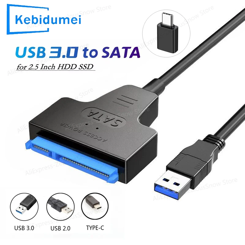 SATA to USB 3.0 / 2.0 Cable Up to 6 Gbps for 2.5 Inch External HDD SSD Hard Drive SATA 3 22 Pin Adapter USB 3.0 to Sata III Cord