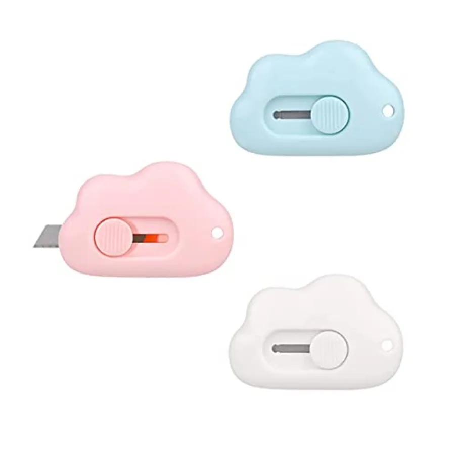 

3 шт. мини-артные универсальные ножи в форме облака, резак для коробок, выдвижной открывалка для писем, портативный, подходит для резки конвертов